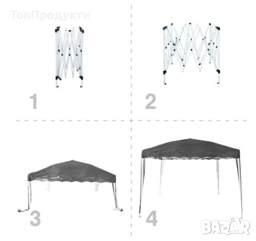 Шатра Muhler 300x300xH260cm – Стабилност и стил за открито удоволствие, снимка 4 - Градински мебели, декорация  - 53070747