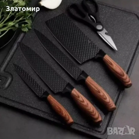 Стилен и практичен кухненски комплект ножове – 6 части, снимка 4 - Прибори за хранене, готвене и сервиране - 53189720