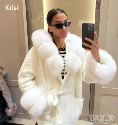 Палто от бяла лисица, снимка 2 - Якета - 49114886