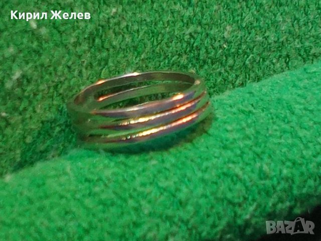 Много красив ажурен меден АРТ ПРЪСТЕН с БЯЛА ПОЗЛАТА 27735