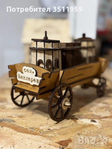 Дървена каручка -солница , снимка 2 - Декорация за дома - 53247359