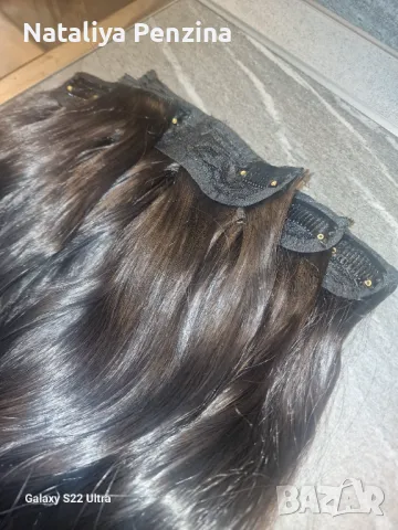  Коса за удължаване цвят - Тъмнокестенявa, 50 см, снимка 3 - Аксесоари за коса - 48458203