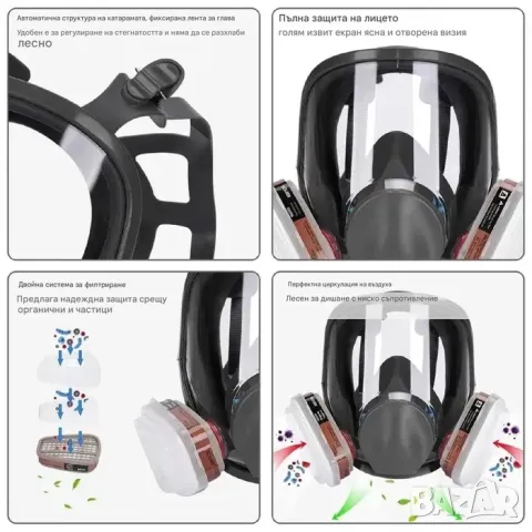 Респираторна маска за цяло лице с филтри | 3М Еквивалент, снимка 4 - Други инструменти - 47863585