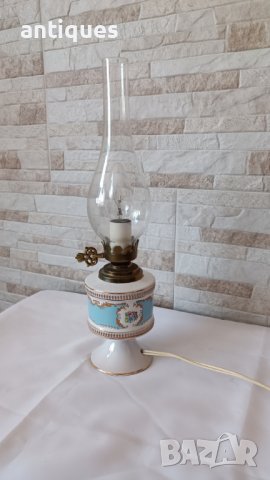 Стара френска порцеланова лампа - PEINT A LA MAIN - T.LIMOGE - Антика, снимка 1 - Антикварни и старинни предмети - 43939722