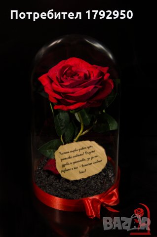 Вечна роза в голяма стъкленица - Уникален и стилен подарък, снимка 2