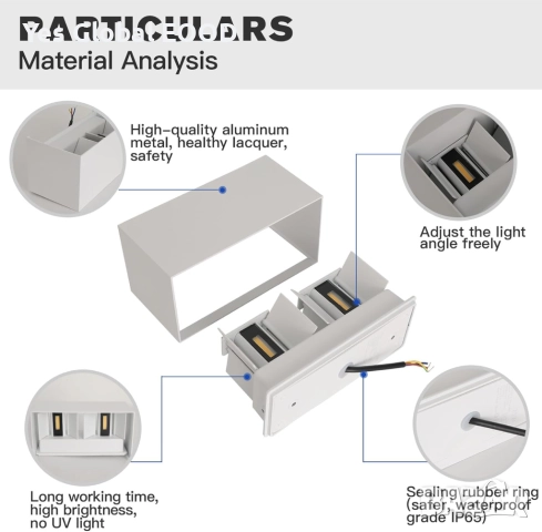 FUPE 25W външен LED аплик IP65 регулируем ъгъл 4000K бял, снимка 9 - Лед осветление - 51987513