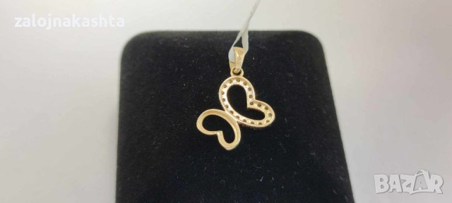 Нова Златна висулка пеперуда-0,91гр/14кр, снимка 2 - Колиета, медальони, синджири - 43392625