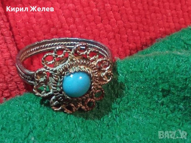 ВЪЗРОЖДЕНСКИ СРЕБЪРЕН ТЮРКОАЗЕН ФИЛИГРАНЕН ПРЪСТЕН САЧАН СРЕБРО КУЮМДЖИЙСКА РЪЧНА ИЗРАБОТКА 25118, снимка 13 - Антикварни и старинни предмети - 35825623