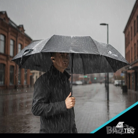 Автоматичен чадър 110 см - голям, сгъваем, ветроустойчив със защитен калъф , снимка 6 - Други стоки за дома - 52846289