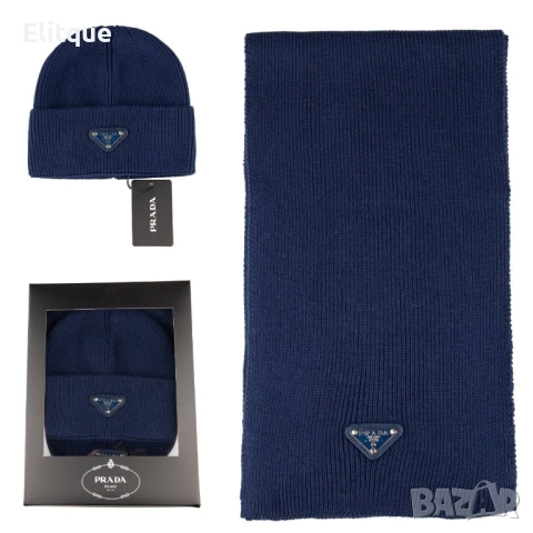 комплект шапка и шал hermes prada , снимка 7 - Шапки - 52509650
