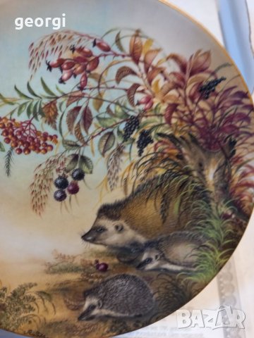 Декоративна порцеланова чиния таралежи , снимка 3 - Колекции - 38268556