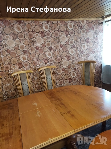 Трапезна маса от масив със шест стола, снимка 2 - Маси - 52678440
