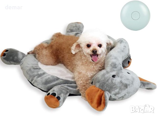 Плюшена постелка-слонче със симулатор на сърдечен ритъм за успокояване на куче, снимка 4 - За кучета - 43186976
