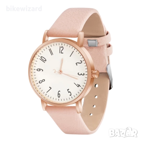 OFFCUP Дамски аналогов кварцов часовник с кожена каишка – бял 39 мм НОВ