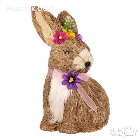 Великденскa декорация, Заек с панделка с цвете, 28 см, Многоцветна, снимка 2 - Декорация за дома - 39932897