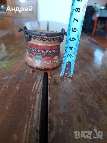 Стар дървен сувенир котле,менче, снимка 3 - Други ценни предмети - 52803996