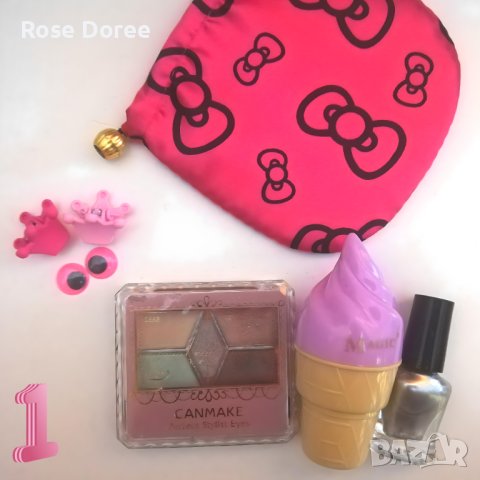 Комплект гримове в 6 части - сенки, гланц, лак и 2 шнолички Розова Корона подарък козметика сет, снимка 3 - Комплекти и лотове - 43763872