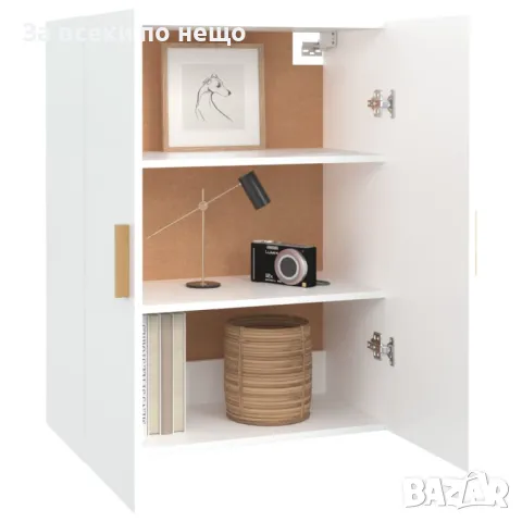 Окачен стенен шкаф, бял, 69,5x34x90 см, снимка 7 - Шкафове - 48049615