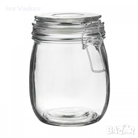 стъклен кухненски буркан 1 литър, снимка 1