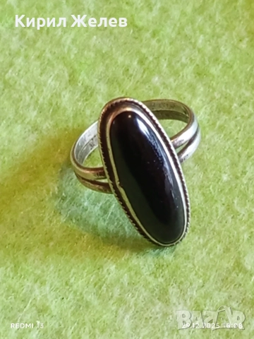 Сребърен пръстен Арт Деко стил с Черен Оникс ювелирна изработка 40551, снимка 8 - Пръстени - 52925428