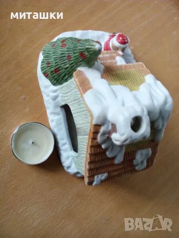 Порцеланова коледна къщичка със свещ, снимка 7 - Декорация за дома - 48401495