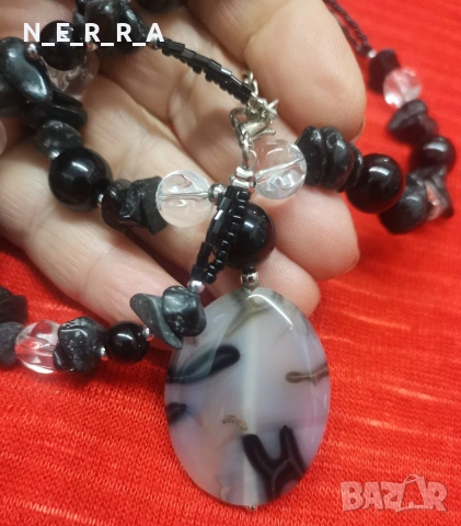 Комплект колие и гривна естествени камъни, снимка 4 - Бижутерийни комплекти - 53564230