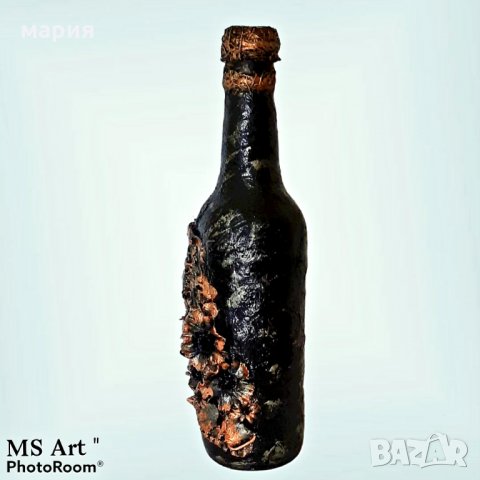 Декоративна бутилка #mixedmedia! Ръчна изработка!, снимка 5 - Декорация за дома - 32441556