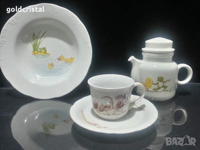 Стар български порцелан детски комплект 