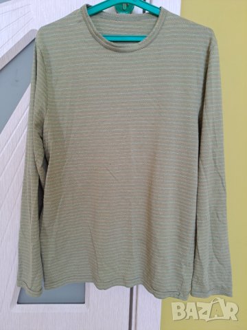 Мъжка блуза тънка цвят "зелено каки" 100 % памук размер М-Л, снимка 2 - Блузи - 38500254