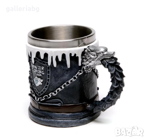 Стилна чаша Winter is coming – Game of Thrones, полирезин, 12x14 см, снимка 3 - Чаши - 52749559