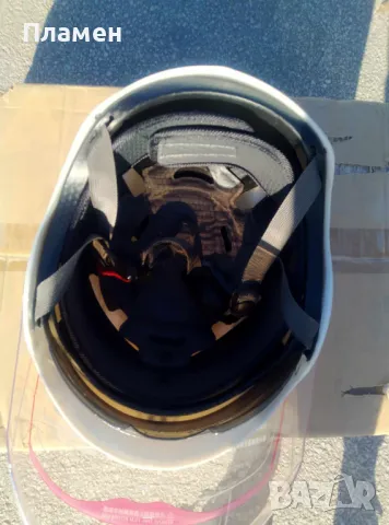 Шлем, каска за мотор скутер мотопед с визьор и спойлер YAWA сива, черна, бяла, снимка 11 - Аксесоари и консумативи - 48998670