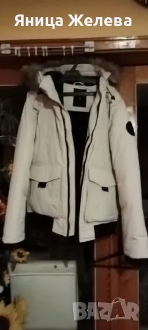 Зимно мъжко яке с пухена качулка, снимка 2 - Якета - 48179086