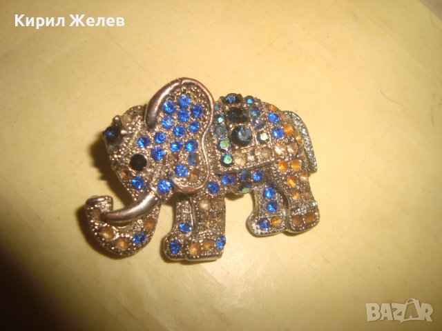 СТАРО ПОСРЕБРЕНО СЛОНЧЕ ФИГУРАЛНА АРТ БРОШКА с КРИСТАЛИ 29495, снимка 6 - Други - 37692695