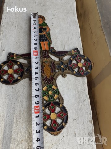 Голям бронзов кръст с емайл, снимка 7 - Антикварни и старинни предмети - 39943266
