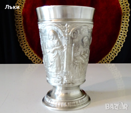 Калаен бокал,чаша за вино с картини на Hans Thoma. , снимка 4 - Антикварни и старинни предмети - 52203672