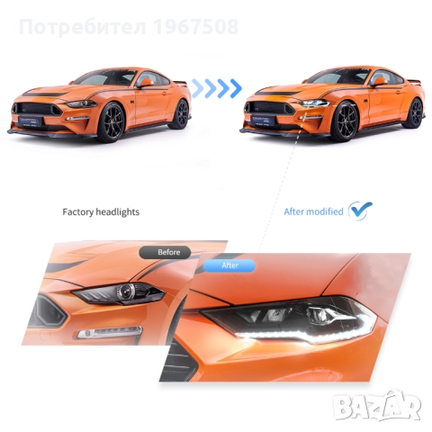 Комплект Full LED фарове с динамични мигачи за Мустанг 2018- Mustang, снимка 3 - Части - 51611898