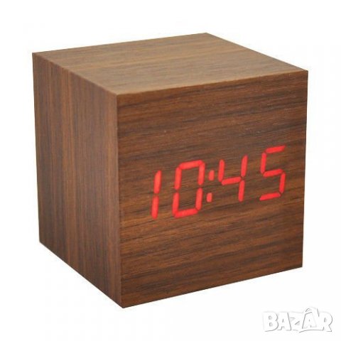 Луксозен дигитален часовник (КУБ) имитация на дърво, снимка 1 - Други стоки за дома - 33101444
