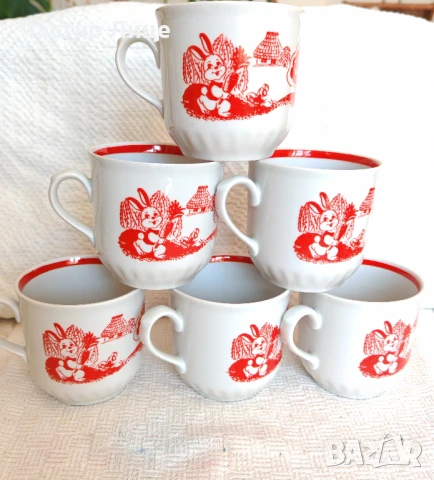 Комплект Шест Прекрасни Големи Руски Соц СССР Порцеланови Чаши 1980те , снимка 2 - Антикварни и старинни предмети - 51006553