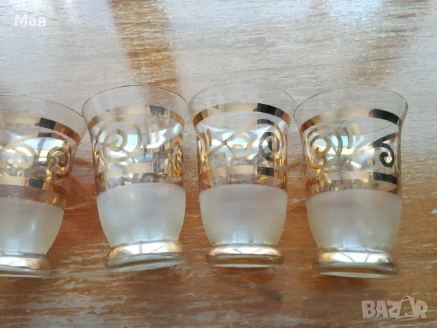 Чаши за вино с кана златен кант от средата на миналия век винтидж, снимка 9 - Сервизи - 50280354
