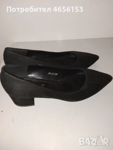 ДАМСКИ ЧЕРНИ ВЕЛУРЕНИ ОБУВКИ  Paolo Boceli - N 37, снимка 4 - Дамски ежедневни обувки - 52667594