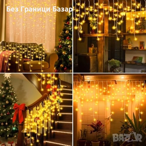 Нови Външни коледни лампички 400 LED с таймер и 8 режима светлина за градина, снимка 6 - Декорация за дома - 52501620