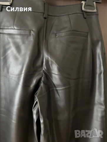 Чисто нов дамски лъскав кожен панталон "MNG" / "Манго" с етикет, номер 36, размер "S", снимка 4 - Панталони - 52672472