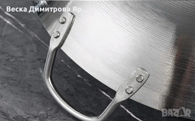 Желязна уок тенджера с двойни уши от неръждаема стомана с кръгло дъно, снимка 7 - Съдове за готвене - 48499452