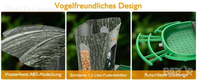 Инсталация за наблюдение на птици Lollyes Bird Feeder с камера и хранилка, снимка 11 - За птици - 48674934