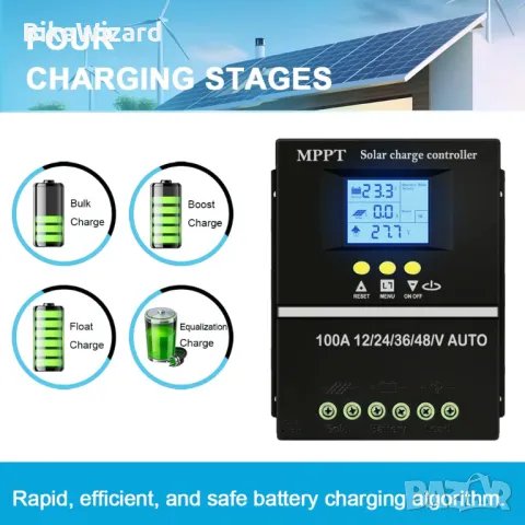 Y H 60A MPPT слънчев контролер за зареждане 12V 24V 36V 48V  Макс. 100V вход  НОВ, снимка 3 - Друга електроника - 48553520