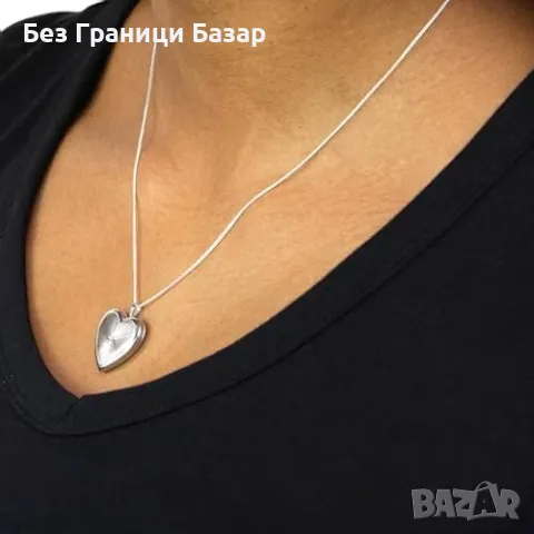 Нов Сърцевиден Sunray медальон, родирано сребро 925, 46см дамско колие , снимка 4 - Колиета, медальони, синджири - 49591692