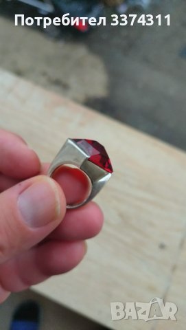 Сребърен пръстен с Натурален гранат, снимка 2 - Пръстени - 43894390