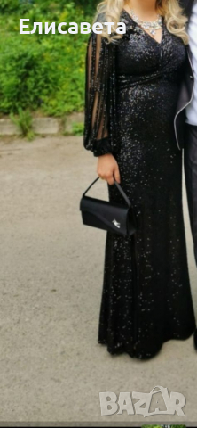 Дамска черна официална дълга рокля 