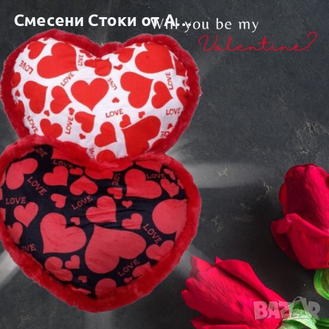 Декоративна подаръчна музикална възглавничка от плат Сърце Свети Валентин, снимка 2 - Плюшени играчки - 43846972