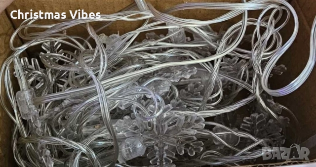 Многоцветни коледни LED лампички със снежинки с щепсел - Многоцветни, дължина - 5м ,28бр.лампички., снимка 7 - Лед осветление - 52082784